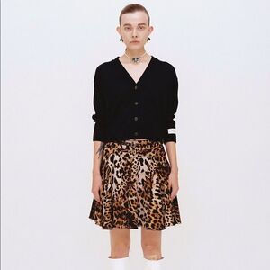 WE11DONE High Waisted Leopard Print Mini Skirt